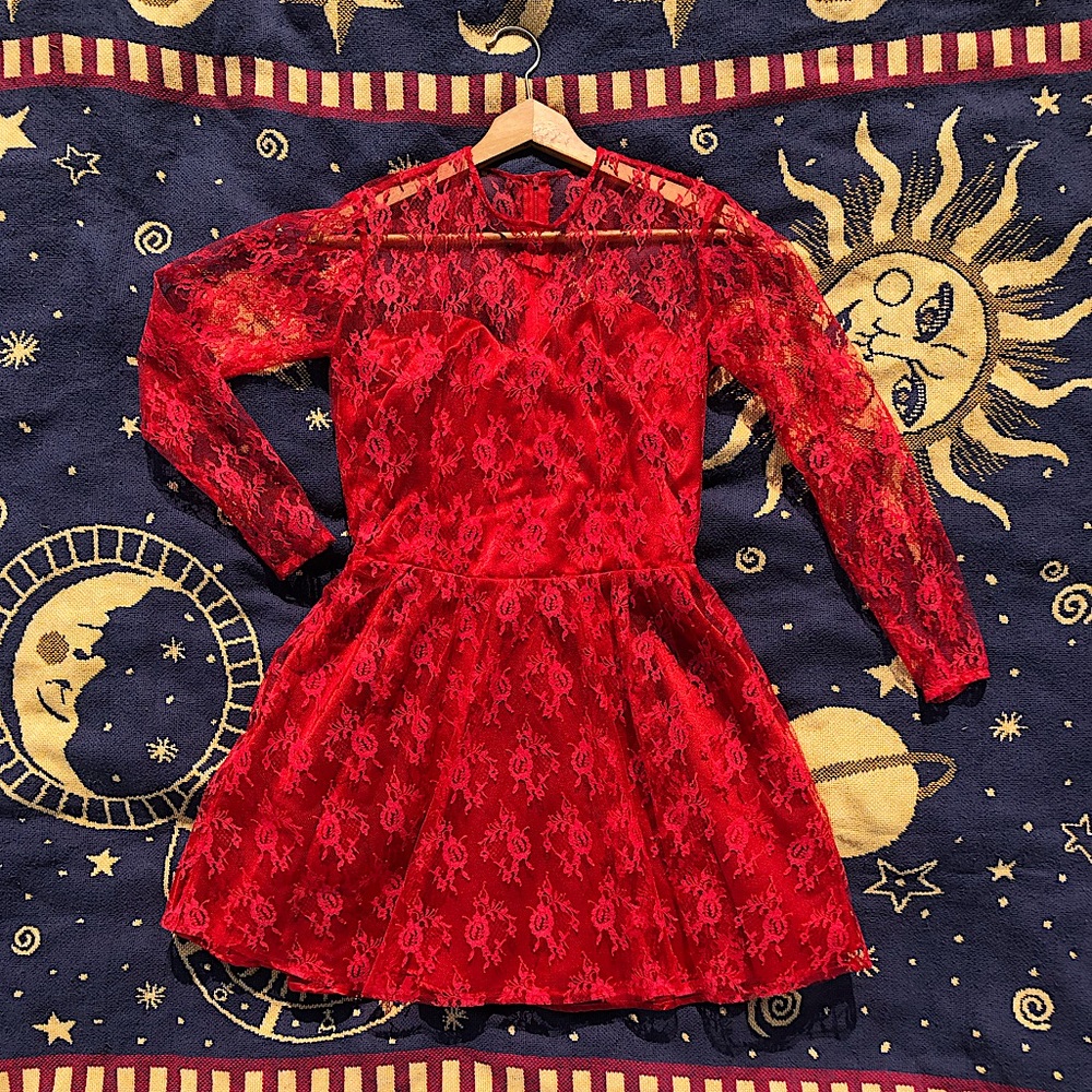 VTG | 80’s Ruby Red Mini Dress Talon Zip